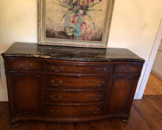 Vintage mahogany sideboard with marble top $300