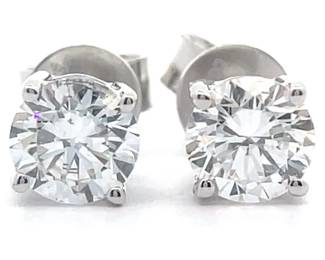 NEW! 1.50 Carat Round Brilliant Diamond Solitaire Stud Earrings