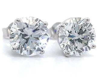 2 Carat Diamond Round Brilliant Solitaire Stud Earrings in 14k White Gold