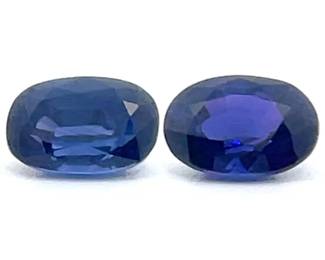 1.65 Carat Natural Oval Sapphires - Set of 2 - Oval Faceted Cut