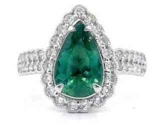2.44 Carat Natural Paraiba Tourmaline & Natural Diamond Ring in Platinum