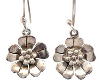 Flower Drop Dangle Shepherd's Hook Earrings