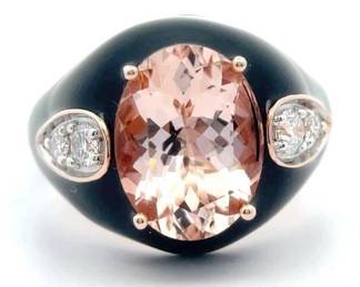 3.61 Carat Natural Morganite & Natural Diamond Ring in 14K Rose Gold