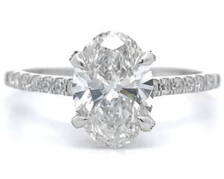 2 Carat Diamond Oval Hidden Halo Pavé Ring in 14k White Gold
