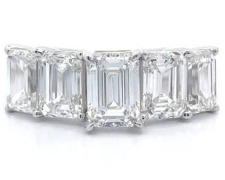 4 Carat Diamond Emerald Cut Five-Stone Anniversary Ring in 14k White Gold