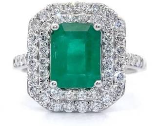 3.53 Carat Natural Emerald & Natural Diamond Ring in Platinum w/ GIA Report