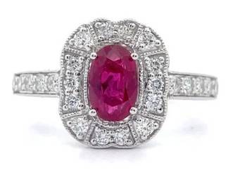 Aaron Gottlieb 1.50 Carat Natural Ruby & Natural Diamond Ring in Platinum w/ GIA Report