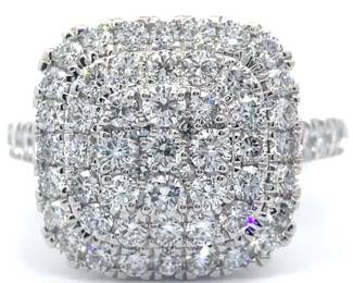 2 Carat Pavé Diamond Cushion Ring