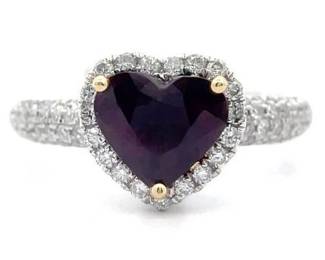 2.47 Carat Natural Spinel & Natural Diamond Ring in 18K White & Yellow Gold