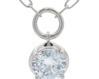 Modern 1.15 Carat Round Diamond Solitaire Bezel Drop Necklace, Adjustable