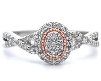 0.25 Carat Diamond Oval Cluster Infinity Vine Two-Tone Ring