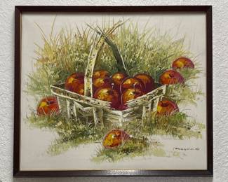 Vintage Oil on Canvas Still Life (Framed Size 21.5” x 19”)