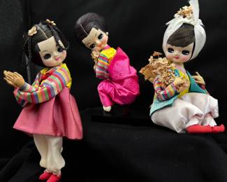 Vintage Korean Big Eye Girl Dolls