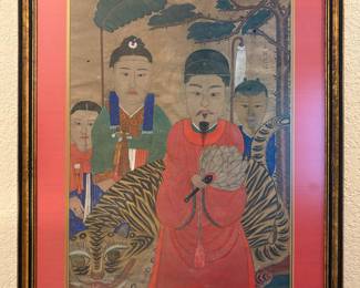 Traditional Korean Folk Art Painting (Framed Size 31” x 44.5”)