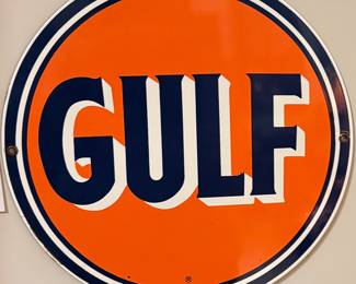 Vintage Porcelain on Metal Gulf Sign