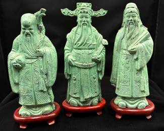 Cast Metal Chinese Immortal God Statues with Pedestals
