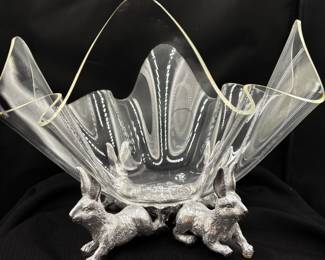 Arthur Court Acrylic Handkerchief Bowl on a Bunny Stand 