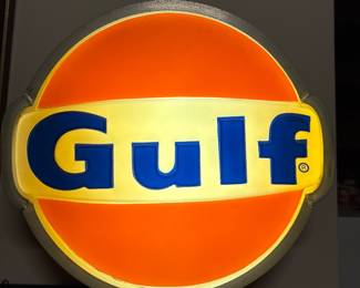  Vintage  Illuminated Gulf Gas Station Sign