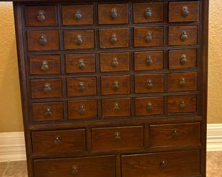 Vintage Asian-style Apothecary or Medicine Chest Cabinet