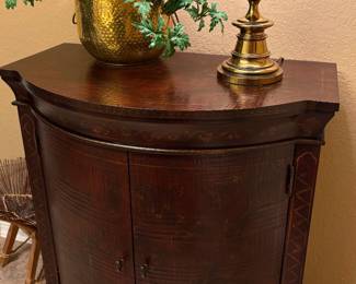 Ethan Allen Chinoiserie Decorated Demi-lune Hall Cabinet