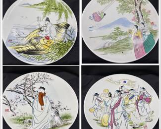 Chin Heung Korean Hand-Painted Vintage Plates