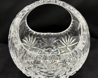 Vintage Lead Crystal Rose Flower Bowl/ Basket