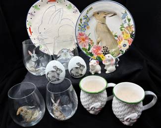 Bunny Plates, Cups, Glasses, Salt and Pepper Shakers