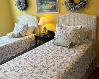 Twin White Wicker Beds