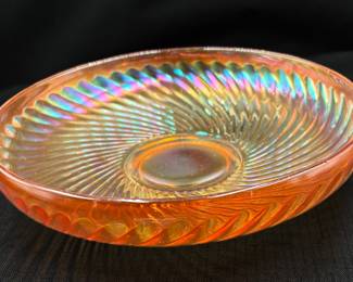 Imperial Glass Carnival Swirl Marigold Shallow Bowl 