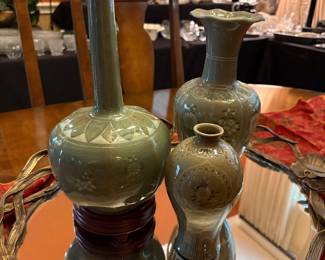 Korean-style Celadon Green Glazed Bottle Vases