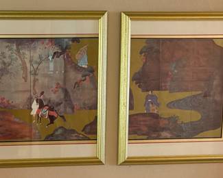 Framed Japanese Folding Screen (Framed Size 26” x 29”)