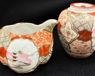 Japanese Porcelain Creamer and Sugar Bowl