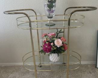 20th Century Brass Oval Bar cart