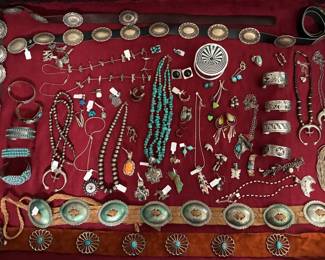 SS concho belts, 1940s petit point cuff bracelets, Zuni overlay bracelets, and oh so much more