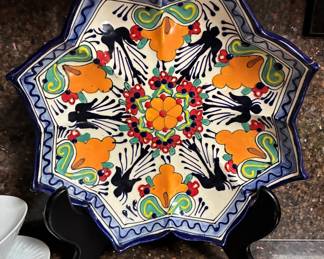 Hand painted Talavera Mexico octagonal dish