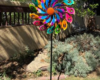 Large peacock feather wind spinner