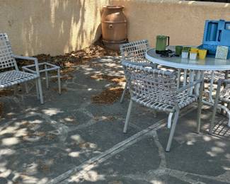 Vintage bench, vintage table and 4 chairs