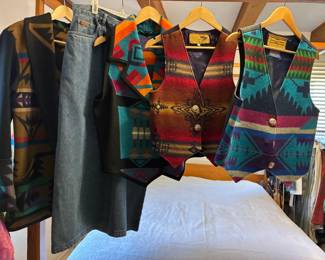 Vintage Pendelton coats, skirts, vests