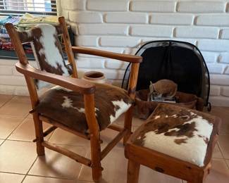 Cowhide chair and bench