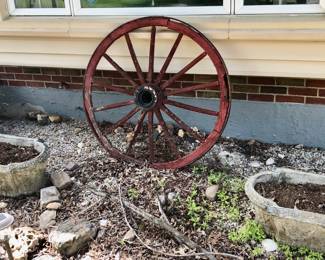 *Pre-Sale Stage Coach Wagon - Great Yard/Garden Piece $200, Red Wooden Wagon Wheel $75 Wagon wheel is 42 inches round or Both for $250