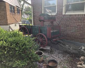 *Pre-Sale Stage Coach Wagon - Great Yard/Garden Piece $200, Red Wooden Wagon Wheel $75 Wagon wheel is 42 inches round or Both for $250