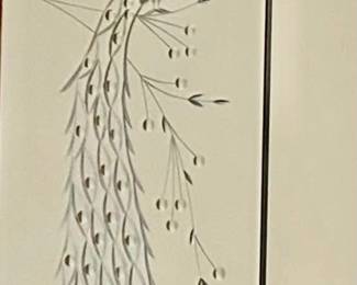 *Pre-Sale 1950’s Triptych 3 Panel Mirror Etched Beveled Glass with 2 Beautiful Peacocks, Dimensions 59 inches wide × 1 inch deep × 36.5 inches tall. $900
