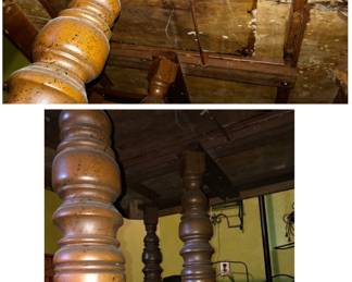  *Pre-Sale Antique 2-Piece Hutch Cabinet w Dovetail is 53 inches wide X 78 inches tall. The top is 12 inches deep and the bottom is 13 1/2 inches deep $255 *Pre-Sale Antique Table is 41 wide x 53 inches long x 31 tall. There is a Hidden Leaf Underneath. $255 This Table Matches the Antique 2-Piece Hutch. Both Pieces for $485