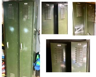 *Pre-Sale Green Metal Lockers (4 sets of 2) are 24.5 inches wide X 18 inches deep X 71.5 inches tall. The numbers read 59–60, 62–63, 71–72, and 83–84. $35 Each or All 4 for $100