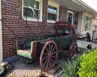 *Pre-Sale Stage Coach Wagon - Great Yard/Garden Piece $200, Red Wooden Wagon Wheel $75 Wagon wheel is 42 inches round or Both for $250