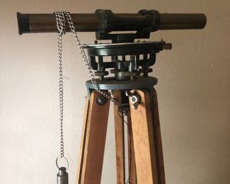 *Pre-Sale Antique Wooden Surveyor's Tripod with Level & Scope Attachments $195