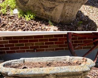 *Pre-Sale 2 Older, More Ornate Rectangular Concrete Planters are 32 inches long x 16 inches wide x 11 1/2 inches tall $200 Each or Both for $300. 