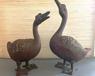 Vintage Japanese iron geese “Naughty and Nice”