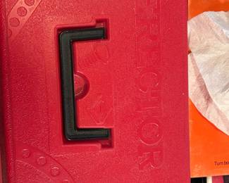 Vintage Gilbert Erector Set with Red Plastic Case and Motor