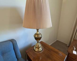 Vintage Stiffel Brass Urn Table Lamp with Pleated Shade